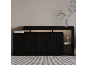 Holzanrichte "Beliz" - 170 x 35 x 80 cm - Holz Schwarz 2