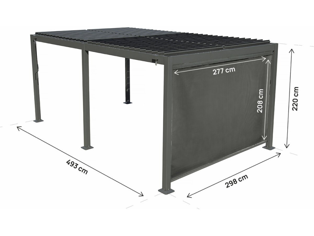 Bioklimatische Pergola mit Aluminiummarkise "Kensington" - 3 x 5 m - Grau