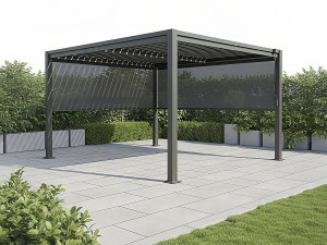 Bioklimatische Pergola mit 2 Markisen aus verzinktem Stahl "Howard" - 3 x 4 m - Grau 2