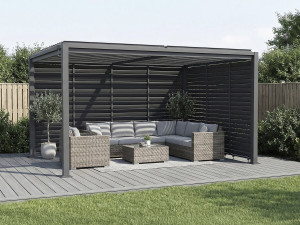 Bioklimatische Pergola mit 7 Jalousien aus verzinktem Stahl "Howard" - 3 x 4 m - Grau 2