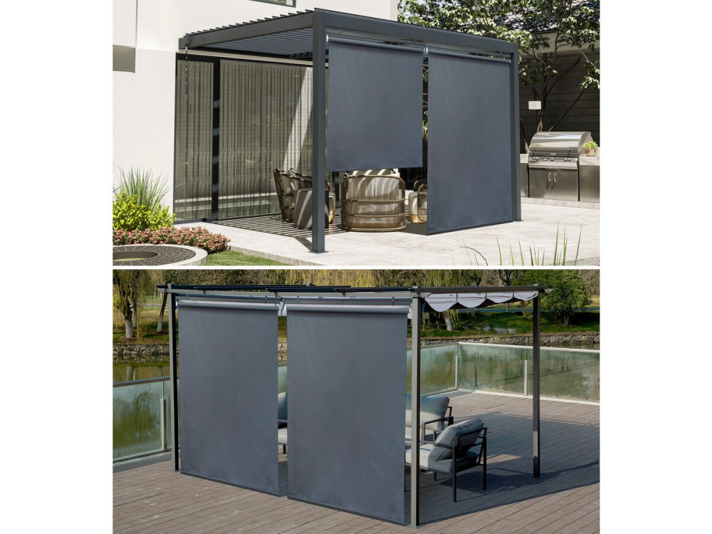 2er-Set Pergola-Markise - 124 x 225 cm - Anthrazitgrau