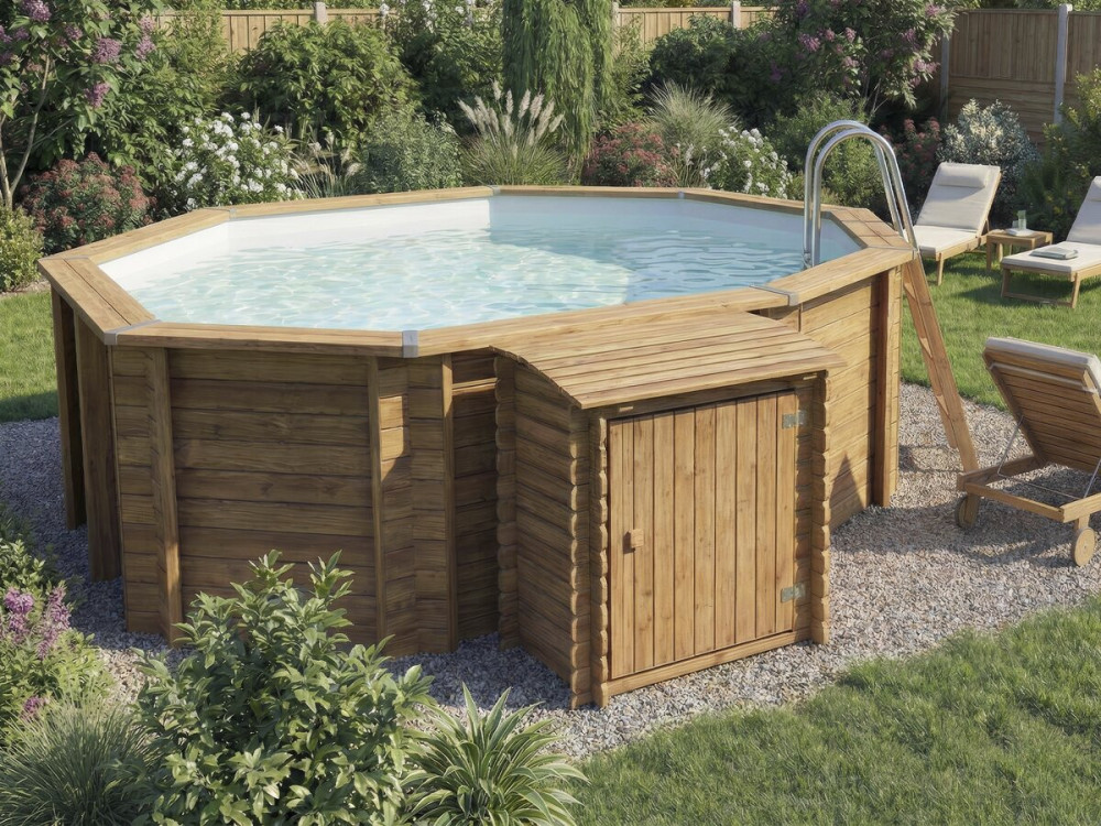 Filterbox aus behandeltem Holz für den Pool "Keny" - 120 x 95 x 126 cm