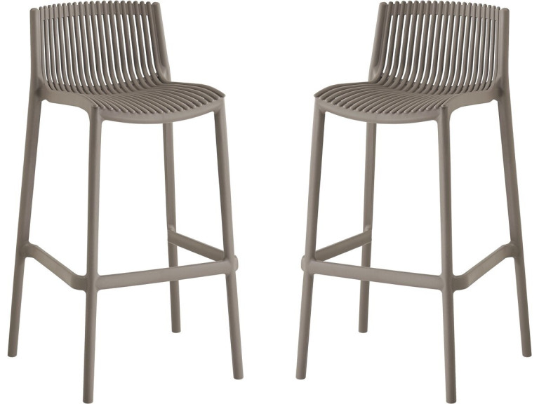 Set aus 2 stapelbaren Hochstühlen aus Kunststoff "Néora" - Taupe
