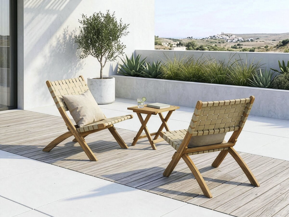 Satz von 2 Gartenstühlen aus Holz "Hanoi" - Beige