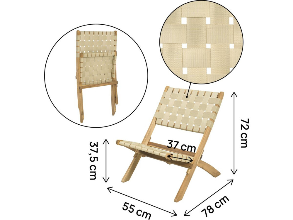 Satz von 2 Gartenstühlen aus Holz "Hanoi" - Beige
