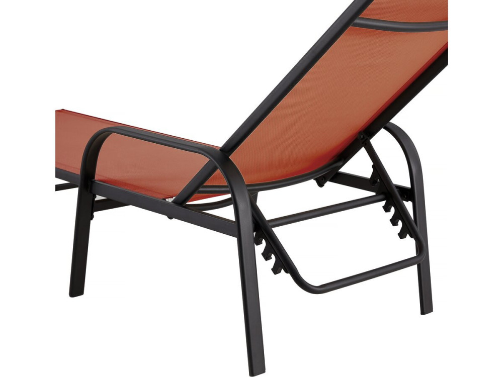 2er-Set Sonnenliegen aus Metall mit Armlehnen "Farniente"- Terracotta