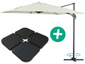 Ampelschirm aus Alu "Sun 3" - Viereckig - 3 x 3 m - Ecru - Platten inbegriffen