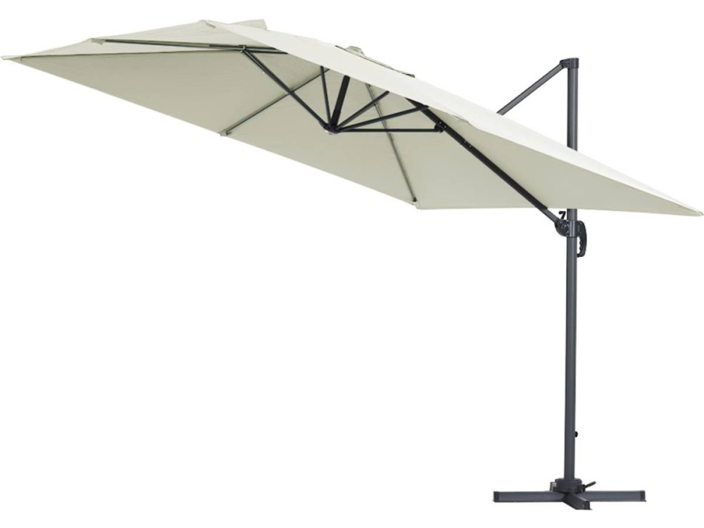 Ampelschirm aus Alu "Sun 3" - Viereckig - 3 x 3 m - Ecru - Platten inbegriffen