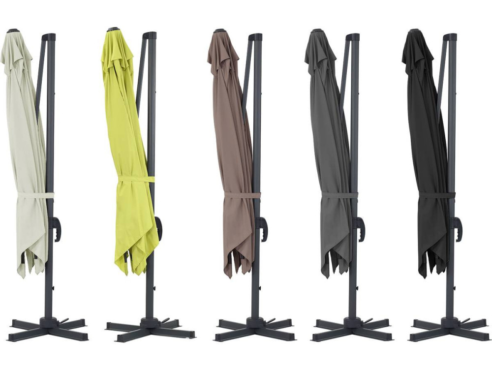 Ampelschirm aus Alu "Sun 3" - Viereckig - 3 x 3 m - Ecru - Platten inbegriffen