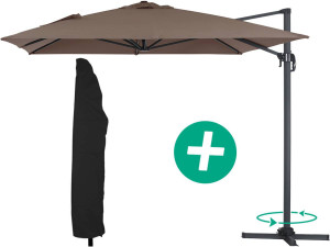 Ampelschirm aus Alu "Sun 4" - Rechteckig - 3 x 4 m + Schutzhülle - Taupe