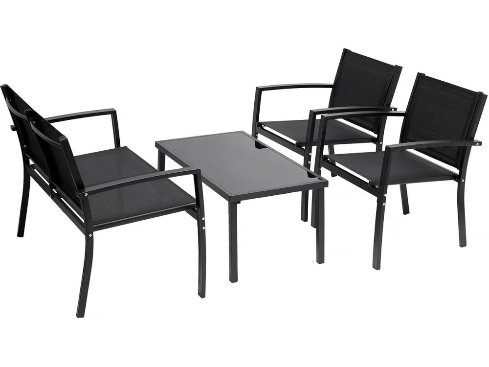 Gartenlounge "Lino" - 4 Personen  - Schwarz
