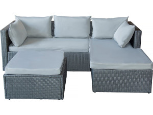 Gartenlounge aus Polyrattan 3-Sitzer "Diya" - Grau und Beige