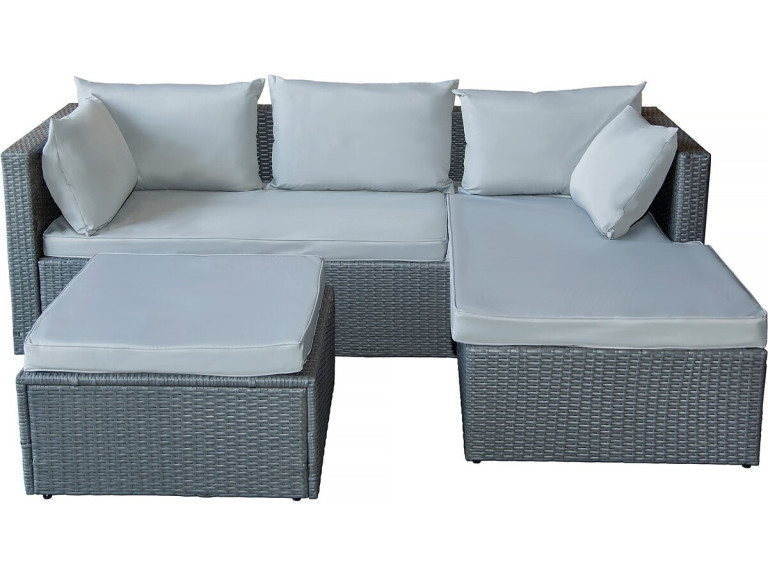 Gartenlounge aus Polyrattan 3-Sitzer "Diya" - Grau und Beige