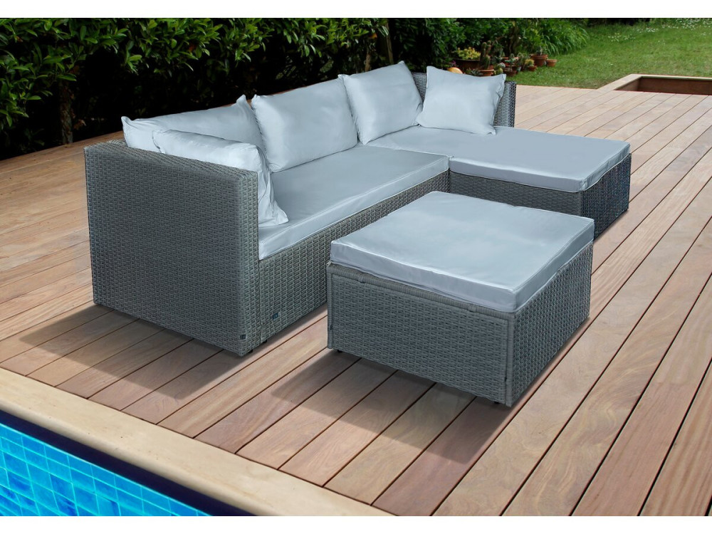 Gartenlounge aus Polyrattan 3-Sitzer "Diya" - Grau und Beige