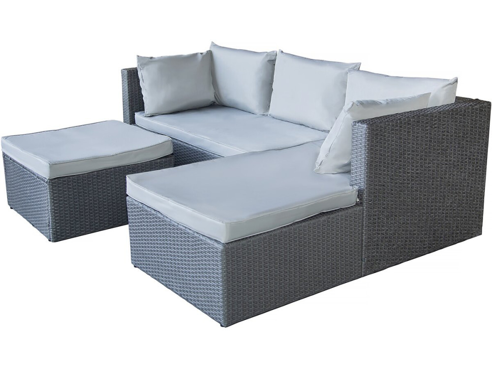 Gartenlounge aus Polyrattan 3-Sitzer "Diya" - Grau und Beige