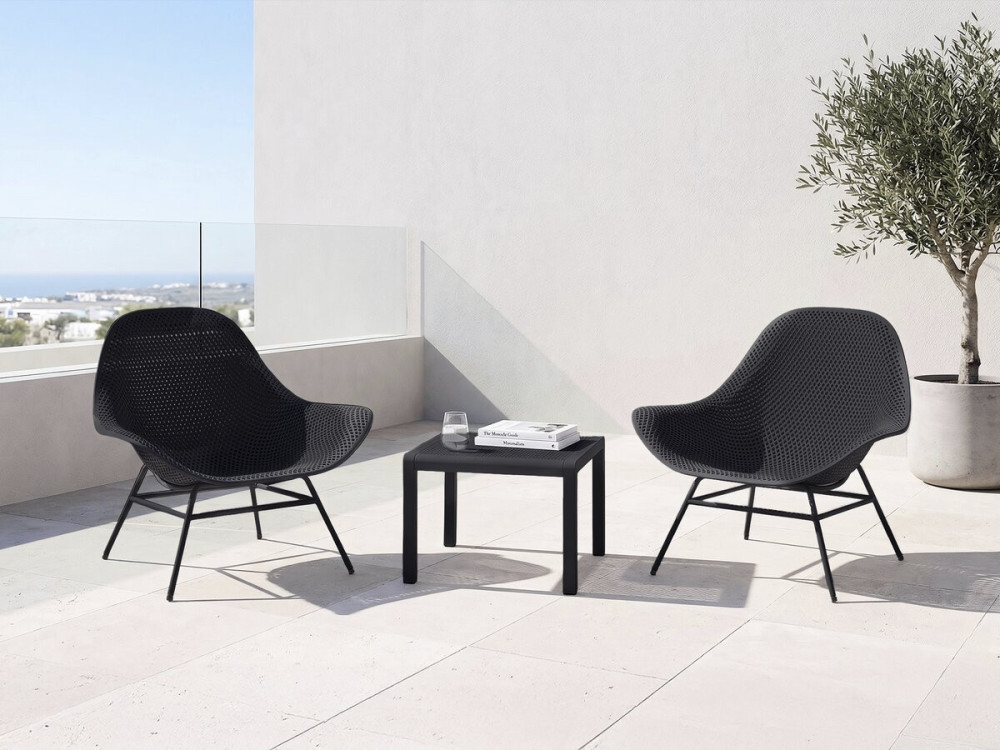 2er-Set Gartensessel mit Couchtisch "Soléna" - Schwarz