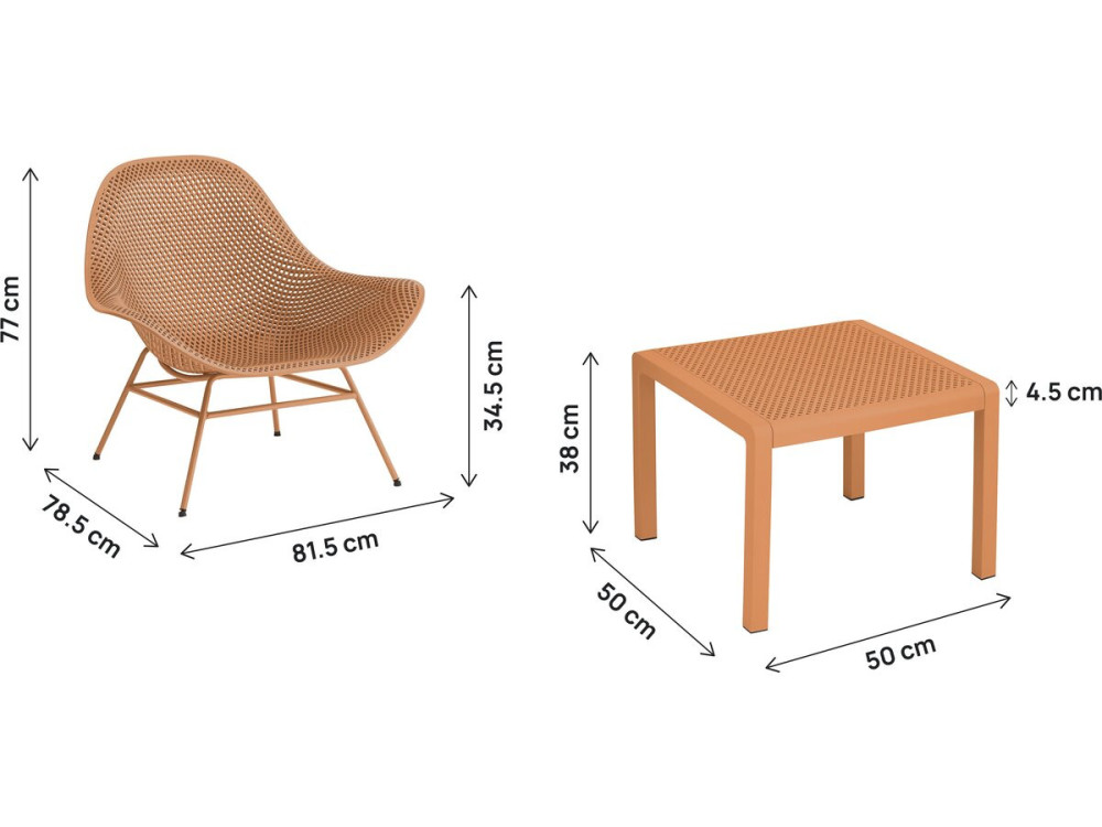 2er-Set Gartensessel mit Couchtisch "Soléna" - Orange