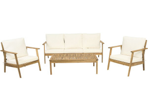 Gartenmöbel aus Akazienholz mit Kissen "Chilwell" - 5 Sitzplätze - Beige