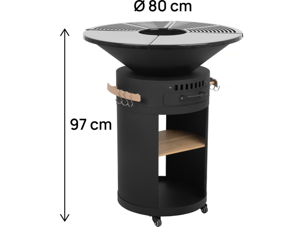 Barbecue plancha brasero für Holzkohle und Holz "Cesar premium" - Ø 81 cm - Schwarz