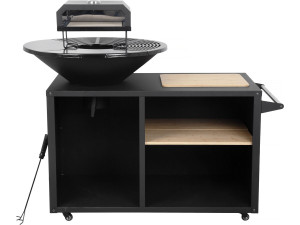 Barbecue plancha brasero mit Pizzaofen "Maréchal" - Ø 81 cm - Schwarz