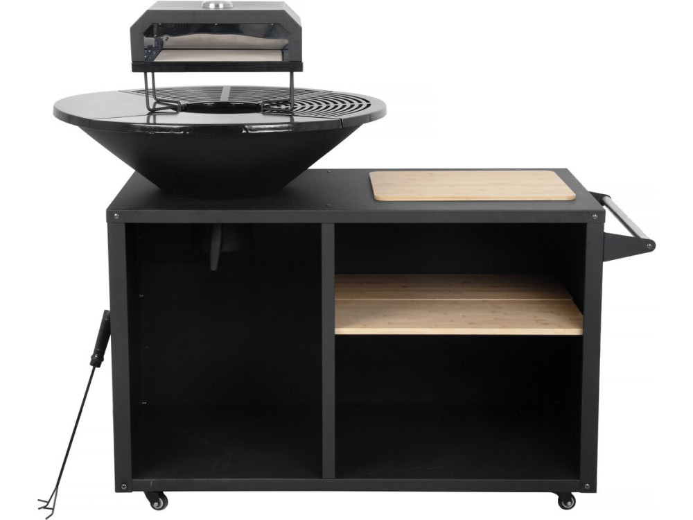 Barbecue plancha brasero mit Pizzaofen "Maréchal" - Ø 81 cm - Schwarz
