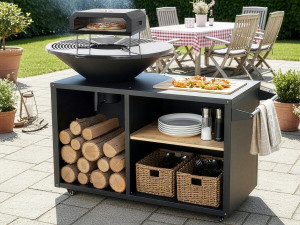 Barbecue plancha brasero mit Pizzaofen "Maréchal" - Ø 81 cm - Schwarz 2