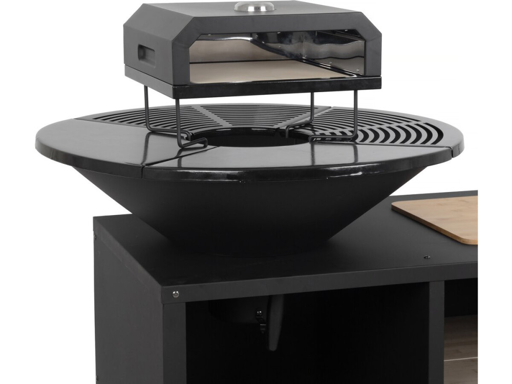 Barbecue plancha brasero mit Pizzaofen "Maréchal" - Ø 81 cm - Schwarz