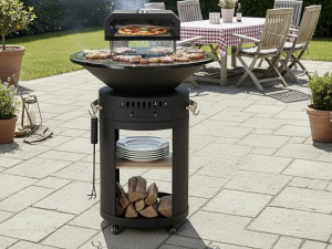 Barbecue plancha brasero mit Pizzaofen "César premium"- Ø 81 cm - Schwarz 2