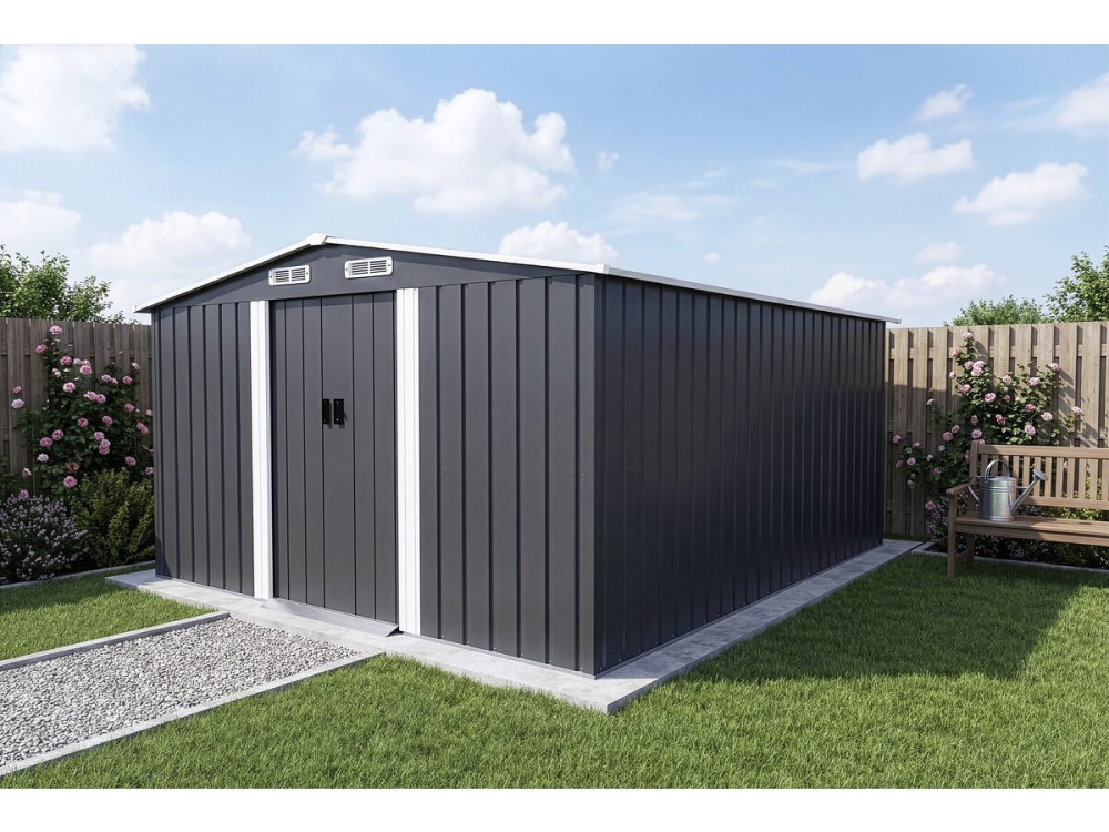Metallgerätehaus mit Schiebetür "Boston" - 13 m² - Grau