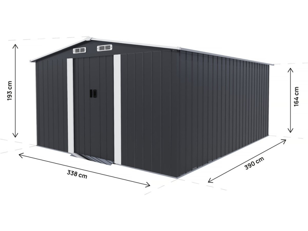 Metallgerätehaus mit Schiebetür "Boston" - 13 m² - Grau
