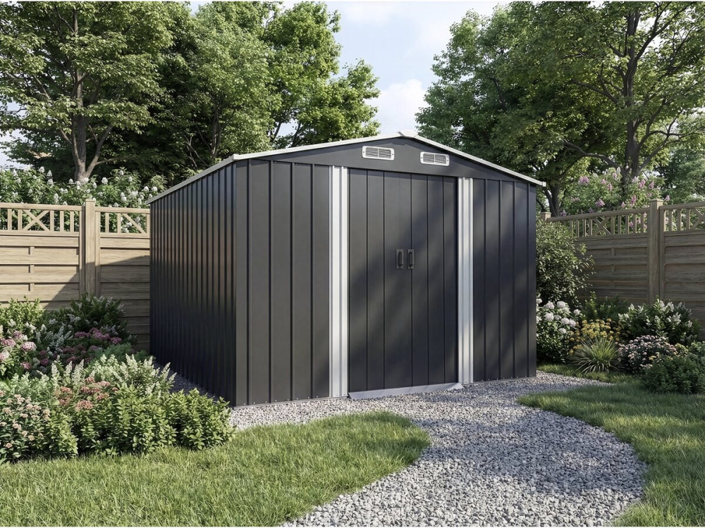 Metallgerätehaus mit Schiebetür "Boston" - 8 m² - Grau