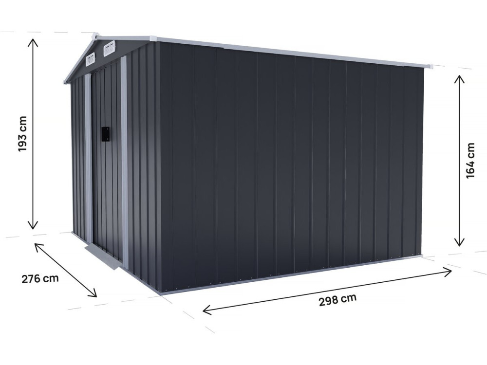 Metallgerätehaus mit Schiebetür "Boston" - 8 m² - Grau