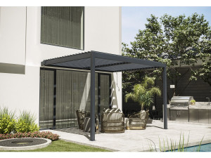 Bioklimatische Pergola mit LED zum Anbau "Windsor" - 3 x 4 m - Anthrazit 2