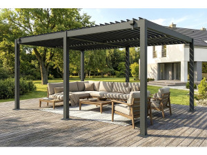 Freistehende bioklimatische Pergola aus Aluminium "Kensington" - 3 x 5 m - Grau 2