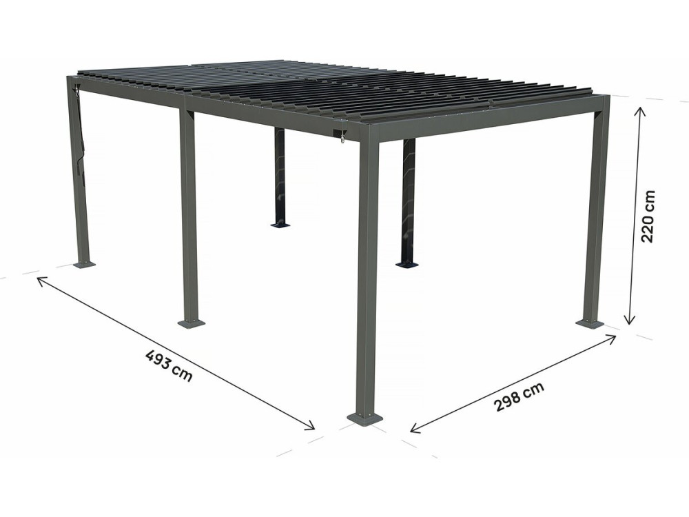Freistehende bioklimatische Pergola aus Aluminium "Kensington" - 3 x 5 m - Grau
