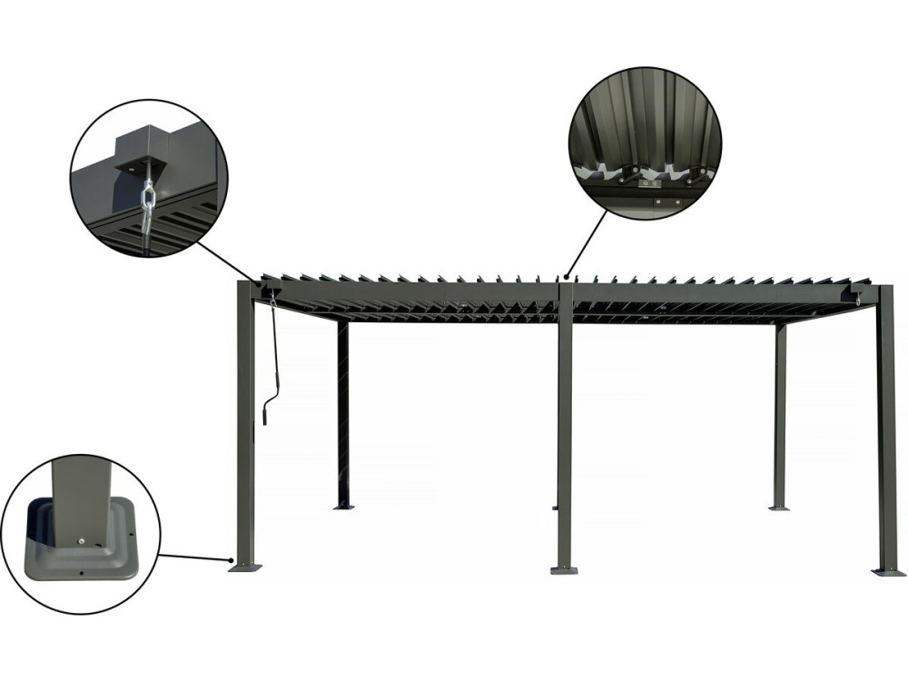 Freistehende bioklimatische Pergola aus Aluminium "Kensington" - 3 x 5 m - Grau