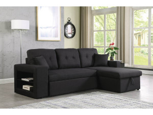 Ecksofa reversibel mit Schlaffunktion "Axel" - 3-Sitzer - Schwarz 2