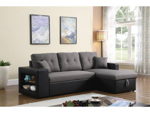 Ecksofa reversibel mit Schlaffunktion "Axel" - 3-Sitzer - Schwarz / Grau 2