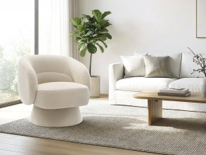 Drehsessel mit Bouclé-Stoff "Franklin" - 74 x 75 x 75 cm - Beige 2