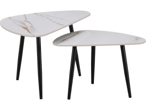 2er-Set Couchtische aus Keramik "Terra" - 49 x 79 x 56 cm - Weiß