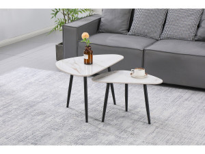 2er-Set Couchtische aus Keramik "Terra" - 49 x 79 x 56 cm - Weiß 2