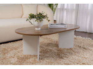 Couchtisch aus Holz „Sable“ – 60 x 119 x 40 cm – Weiß Nussbaum 2