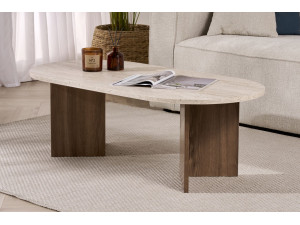 Couchtisch aus Holz "Sable" 119 x 60 x 40 cm - Travertin 2