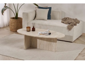 Couchtisch aus Holz "Orba" - 120 x 65 x 40 cm - Travertin 2
