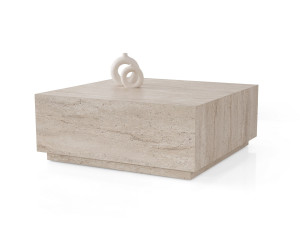 Couchtisch aus Holz "Lizbon" - 90 x 90 x 35 cm - Travertin 2