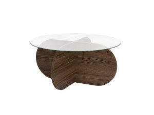 Couchtisch „Aeris“ aus Holz – 75 x 75 x 35 cm – Transparentes Walnussholz