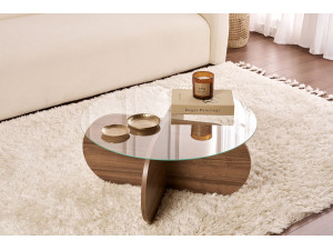 Couchtisch „Aeris“ aus Holz – 75 x 75 x 35 cm – Transparentes Walnussholz 2