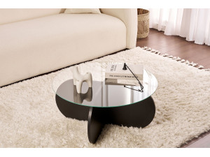 Couchtisch „Aeris“ aus Holz – 75 x 75 x 35 cm – Geräuchertes schwarzes Holz 2