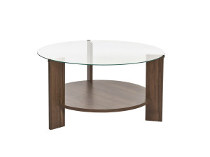 Couchtisch „Clara“ aus Holz – 75 x 75 x 40 cm – Transparentes Walnussholz