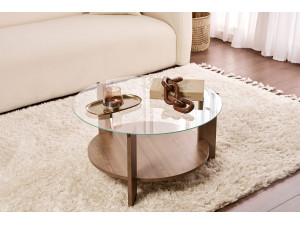 Couchtisch „Clara“ aus Holz – 75 x 75 x 40 cm – Transparentes Walnussholz 2